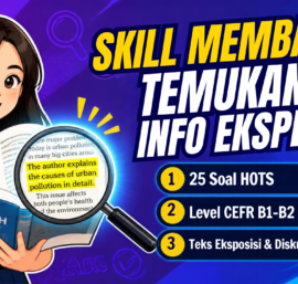 Menemukan/mengidentifikasi informasi: Mampu menemukan atau mengidentifikasi informasi penting yang secara eksplisit disebutkan dalam teks.
